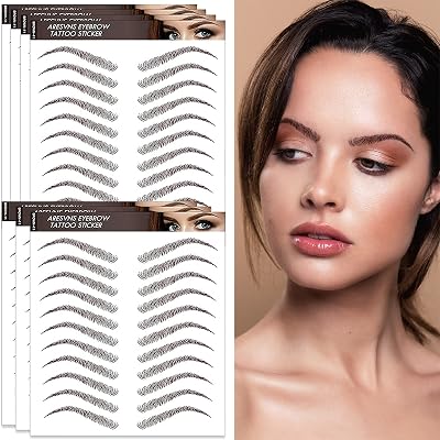Aresvns 4D Eyebrow Tattoo Stickers 77 Pairs Brown Waterproof Lasting 3-5 Days