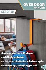 Menz Over Door Hanger Set of 10 Multicolour Coat Hooks 3.6/4.6 cm view 2