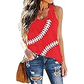 Baseball Tanks Top Women Love Baseball Graphic Shirts Baseball Sleeveless Tops Casual Workout Vest Shirt
