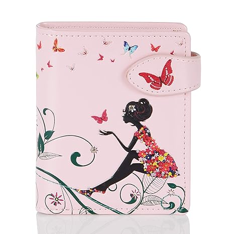 Shagwear Portemonnaie Geldbörse für junge Damen, Mädchen Geldbeutel Portmonaise Designs:, Schmetterling Oase Rosa/ Butterfly 