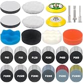 133 PCS Sanding Disc Drill Polishing Kit Sanding Attachment, 3 Inch Wet Dry Headlight Restoration Kit, Hook and Loop Sandpaper Buffing Pads with Rotary Tools for Car Wood Metal Glass Resin Epoxy