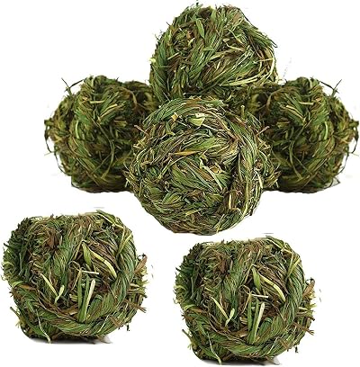 CAMITER 6pcs Timothy Grass Rabbit Chew Ball Small Animal Toys