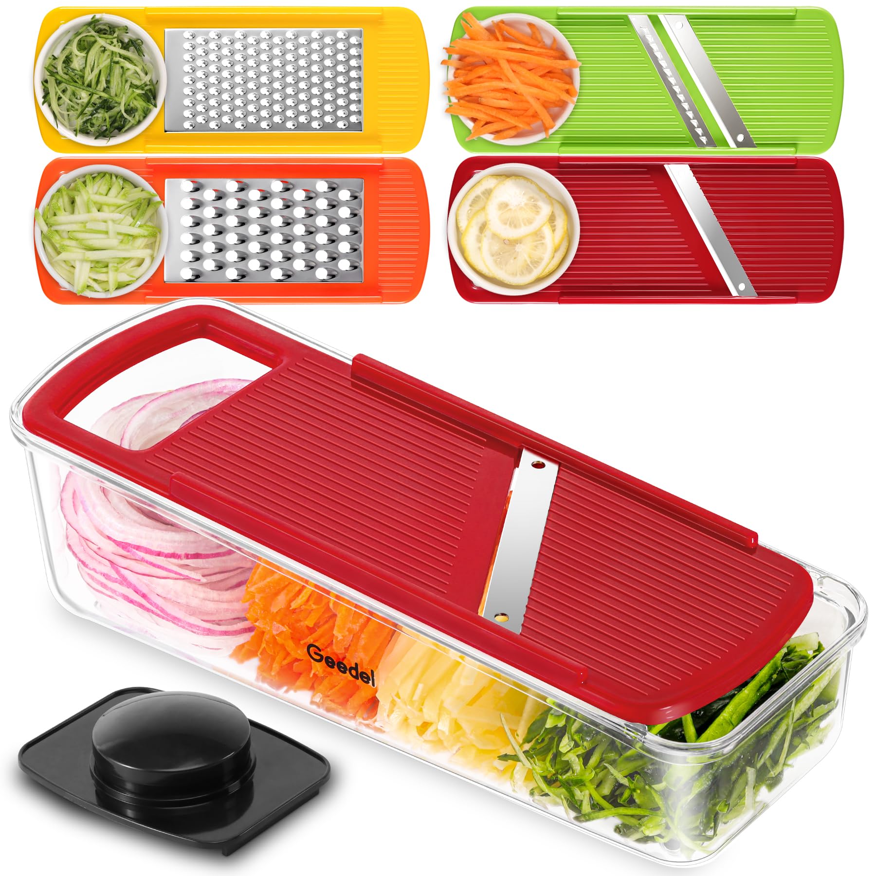 Geedel Mandoline 4 in 1 Multi-Function Vegetable Cutter, Potato Slicer for Veggie, Fruit, Cheese
