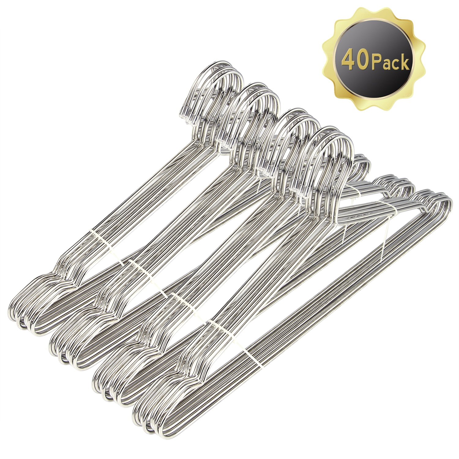 Wire Hangers 40 pack Stainless Steel Strong Metal Wire Hangers Clothes