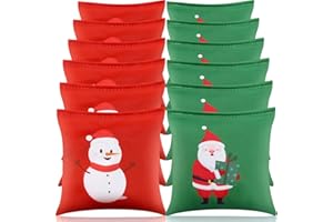 Ceenna 12 Pcs Fall Bean Bags Autumn Pumpkin Maple Halloween Ghost Corn Hole Game Bags for Tossing Game Thanksgiving Corn Hole Bean for Fall Holiday Party(Snowman and Santa Claus)
