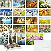 Best Paper Postcards 40 Pack Nature Bulk, Blank Travel Postcards for Mailing, 20 Assorted Scenic Photos, Four Seasons (4x6 In)