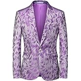 UNINUKOO Mens Casual Floral Blazer Dress Slim Fit Prom Party Paisley Suit Jacket for Men