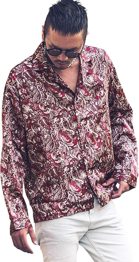 Amazon Co Jp ディバイナー Diviner ペイズリー柄オープンカラー長袖シャツ メンズ トップス シャツ 長袖 ワイシャツ 開襟 オープンカラー 開襟シャツ Xl ワイン 服 ファッション小物