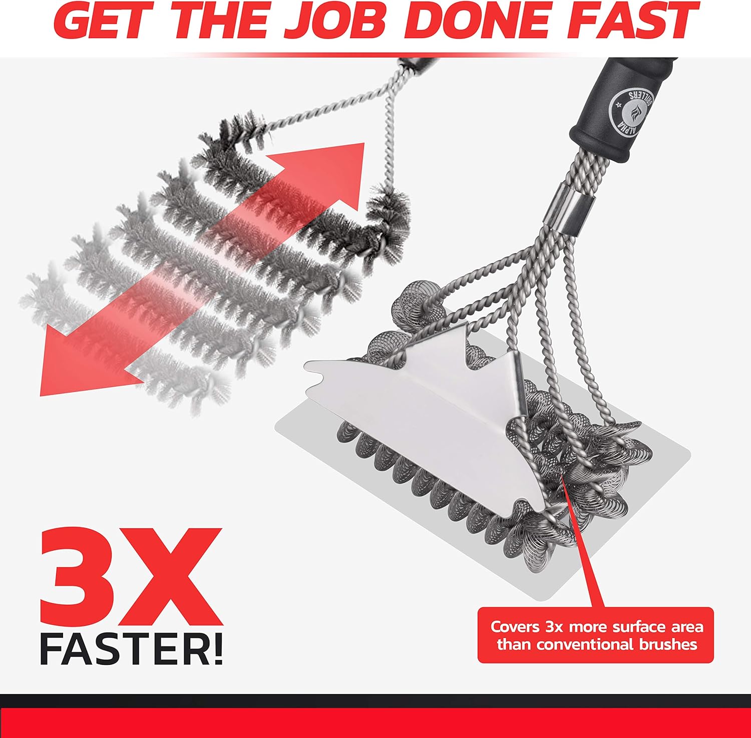 Alpha Grillers Grill Brush Bristle Free. Best Safe BBQ Cleaner with Extra Wide Scraper. Perfect 17 Inch Stainless Steel Tools for All Grill Types, Including Weber. Ideal Barbecue Accessories: Home & Kitchen