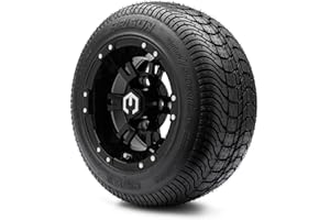 GOLF CART KING MODZ® Ambush Glossy Black 10" Golf Cart Wheels and Arisun Cruze (205/50-10) DOT Low Profile Golf Cart Tires Combo - Set of 4