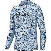 HUK Mens Icon X Pattern Hoodie, Fishing Shirt with Sun Protection