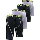 Comfneat Men's 4-Pack 9" Long Leg Boxer Briefs Sports Performance Underwear | Polyester Spandex, Quick Dry