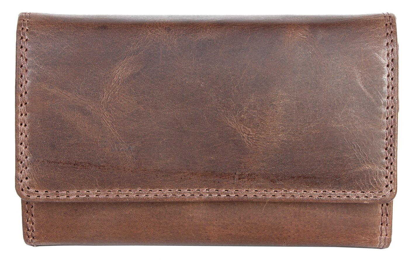 Women's Brown Natural Strong Genuine Leather Wallet Without Any Logos or Markings