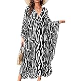 Yanziliu Kaftan Dresses for Women V-Neck Batwing Sleeves Swimsuit Beach Cover Ups Tie Dye Caftan Hawaiian Dress