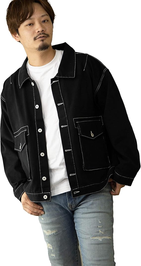 Amazon ナイラス Nylaus ワークジャケット メンズ カツラギ ビッグシルエット オーバーサイズ 黒 ブラック ベージュ ビッグ ジャケット オーバーブルゾン カバーオールジャケット ブルゾン ワーク カジュアル お洒落 コート ジャケット 通販