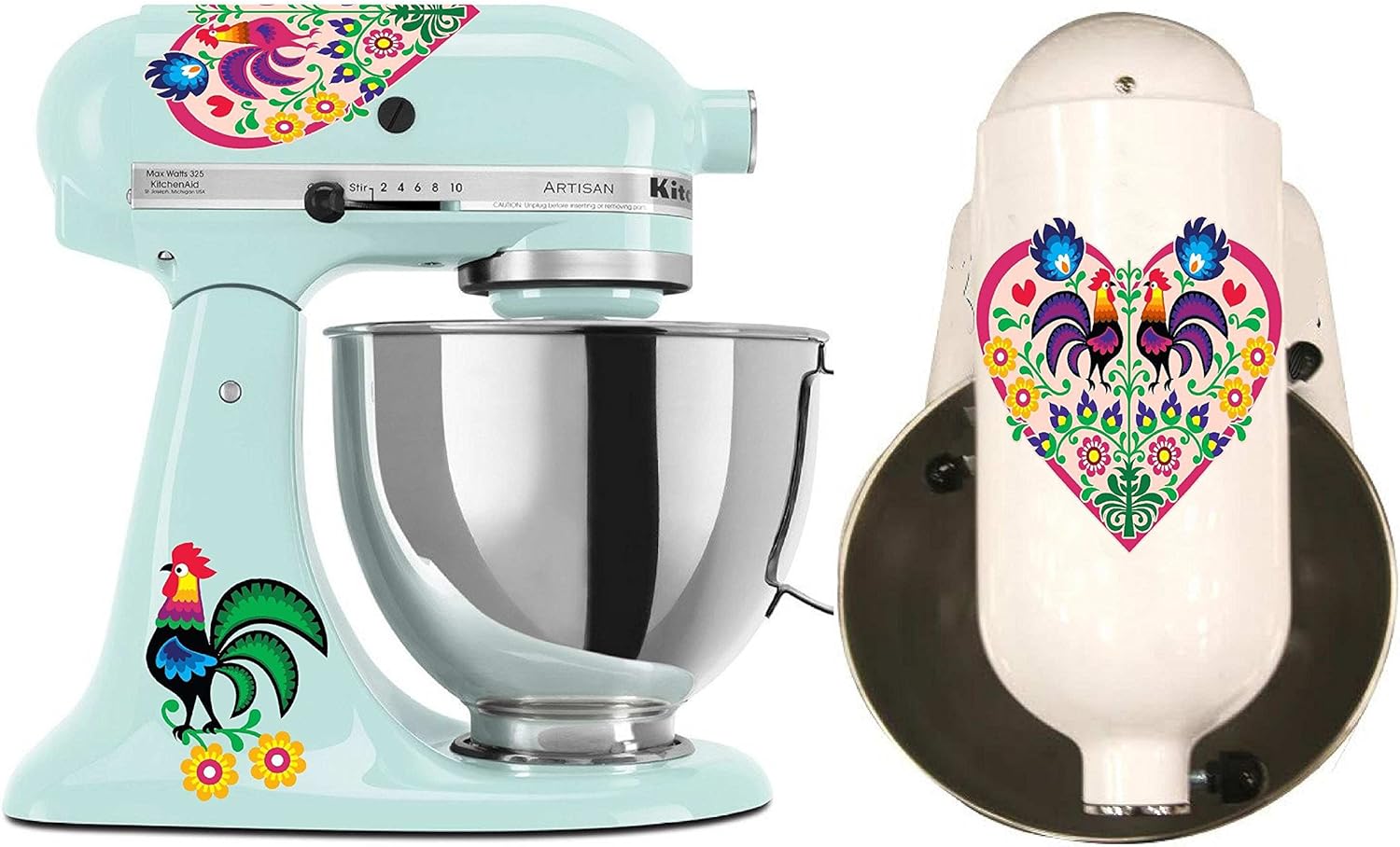 Polish Roosters Folk Art Printed Mixer Decal Set (Print)