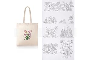 TUYUU 21PCS Water Soluble Stabilizer for Embroidery,Stick and Stitch Embroidery Paper Adhesive Tear Away Embroidery Stabilizer with Pre-Printed Flower Patterns for Hand Sewing Love Beginners.4 Sheets