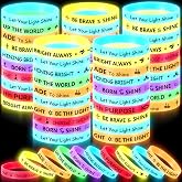 Syhood Silicone Bracelets Bulk, Let Your Light Shine, Glow, 200 Pcs | Glow in Dark Christian Silicone Bracelets Halloween Religious Bracelets Inspirational Scripture Wristbands for Kids Adults