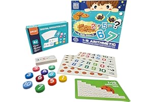Montessori Math Toys for Kids – 2 Pack Learning Set. Magnetic Counting Puzzle Game & Wooden Digital Board for Addition & Subt