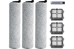 keluke Roller Brush and Filter Replacement Compatible with Tineco iFloor 3/ Floor One S3 Cordless Vacuum Cleaner, Replacement Parts Include 3 Brush Rollers, 3 Filters