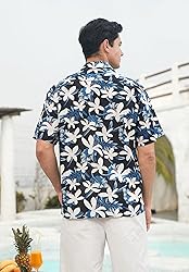 Mens Cotton Hawaiian Shirts Summer Short Sleeve
