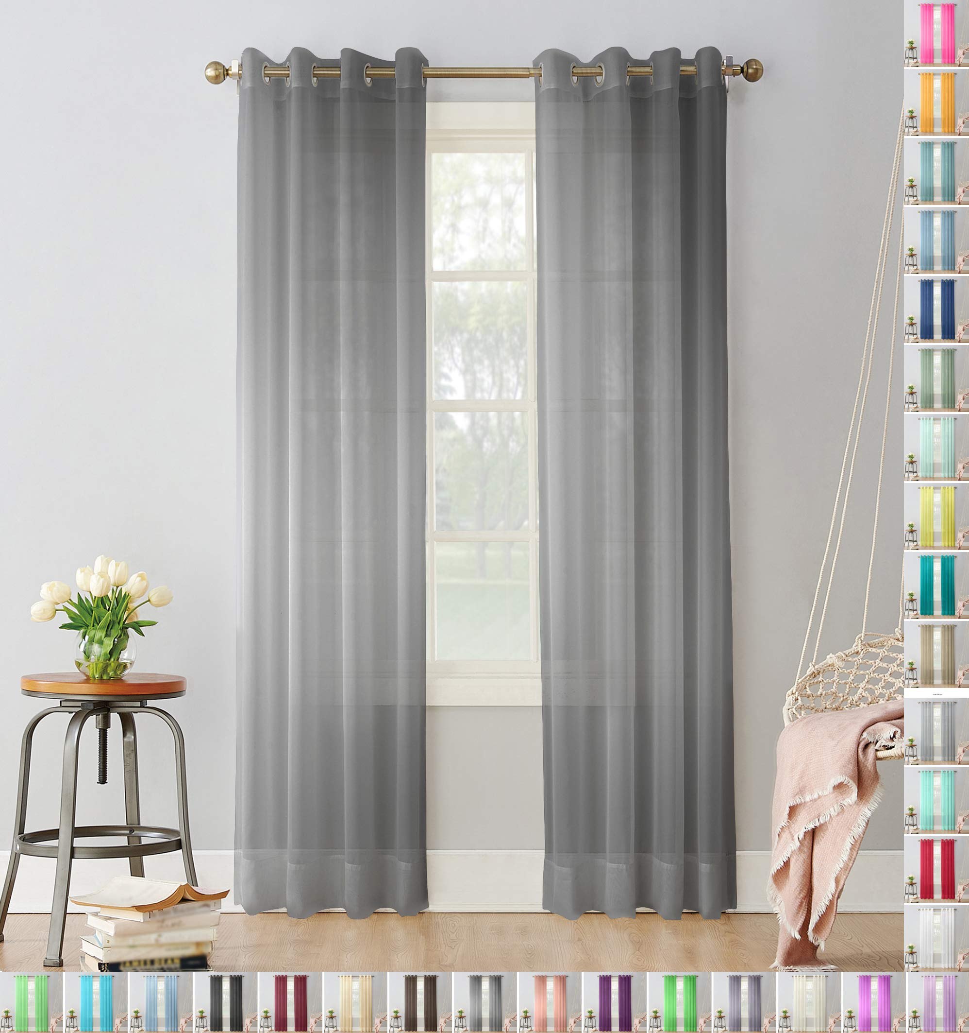 Megachest pair of sheer voile RING top (dark silver, 56" wideX54 drop(W142cmXH137cm))