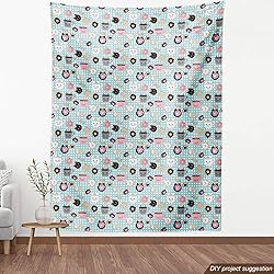 Ambesonne Cat and Mouse Fabric by The