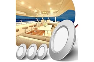 JandCase 12V Boat Recessed Ceiling Lights, RV Lights Interior, Soft White 3000K, 5W LED Down Lights for RV, 400LM Dimmable, IP44 Waterproof, Ideal for Caravan Sailboat Motorhome, 4 Pack