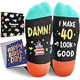 HAPPYPOP Birthday Gifts for Men Women - Socks for 35-60 Year Old, Bday Gifts with Card