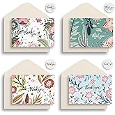 Oletx 24 Floral Thank You Card Set, The Four Season Floral Style Thank you Cards, 4.2x6.2 Cards Bulk with Envelopes, Stickers, Card Box for Wedding, Small Business, Baby, Bridal Shower, Thanksgiving