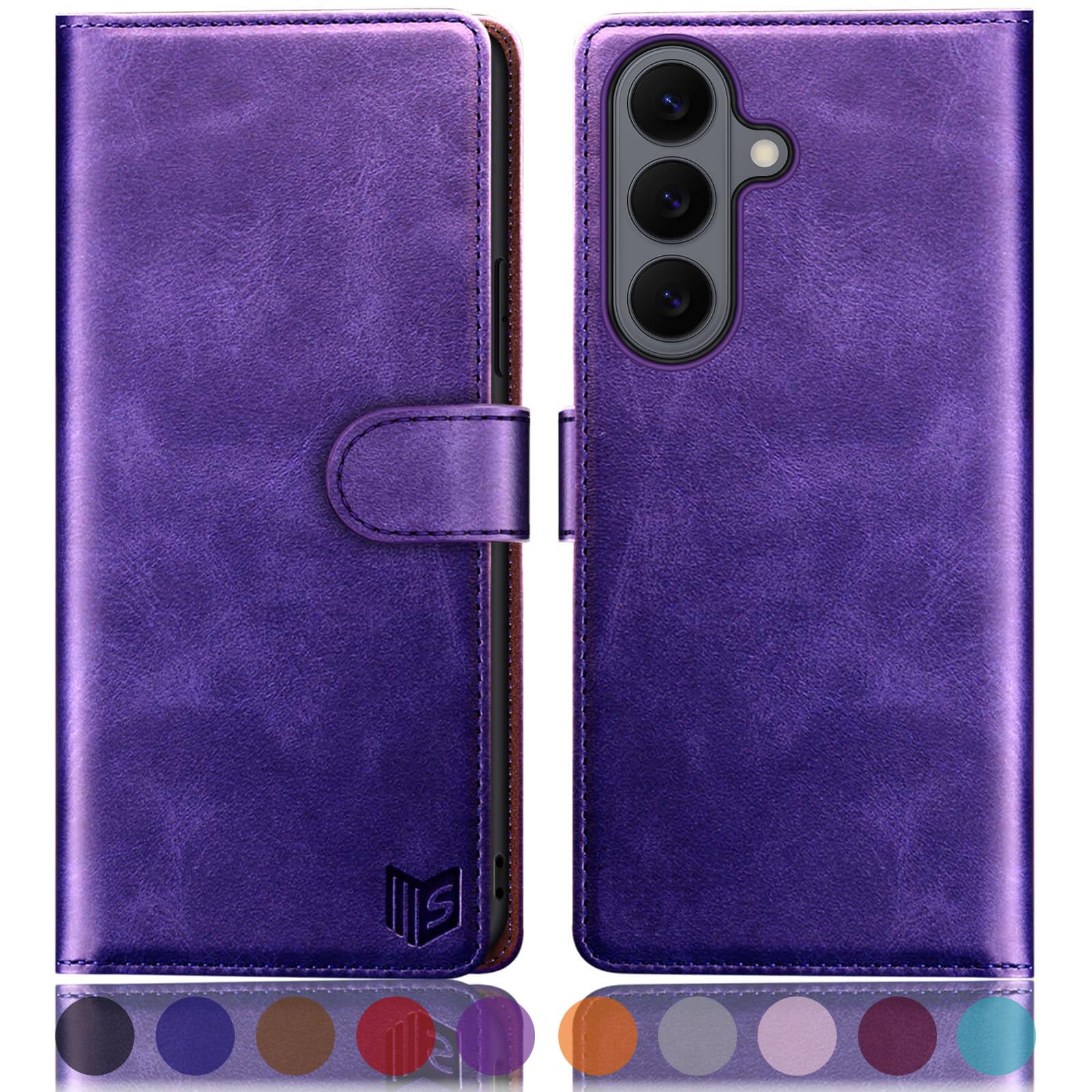 SUANPOT Compatible with Samsung Galaxy S26 Wallet case with RFID Blocking Credit Card Holder,Flip Book PU Leather Protective Cover Women Men for Samsung S26 Phone case Purple