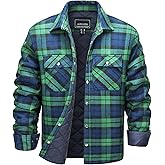 MAGNIVIT Mens Flannel Jacket Quilted Lined Thermal Winter Coat Button Down Plaid Jacket Insulated Flannel Shirts for Men