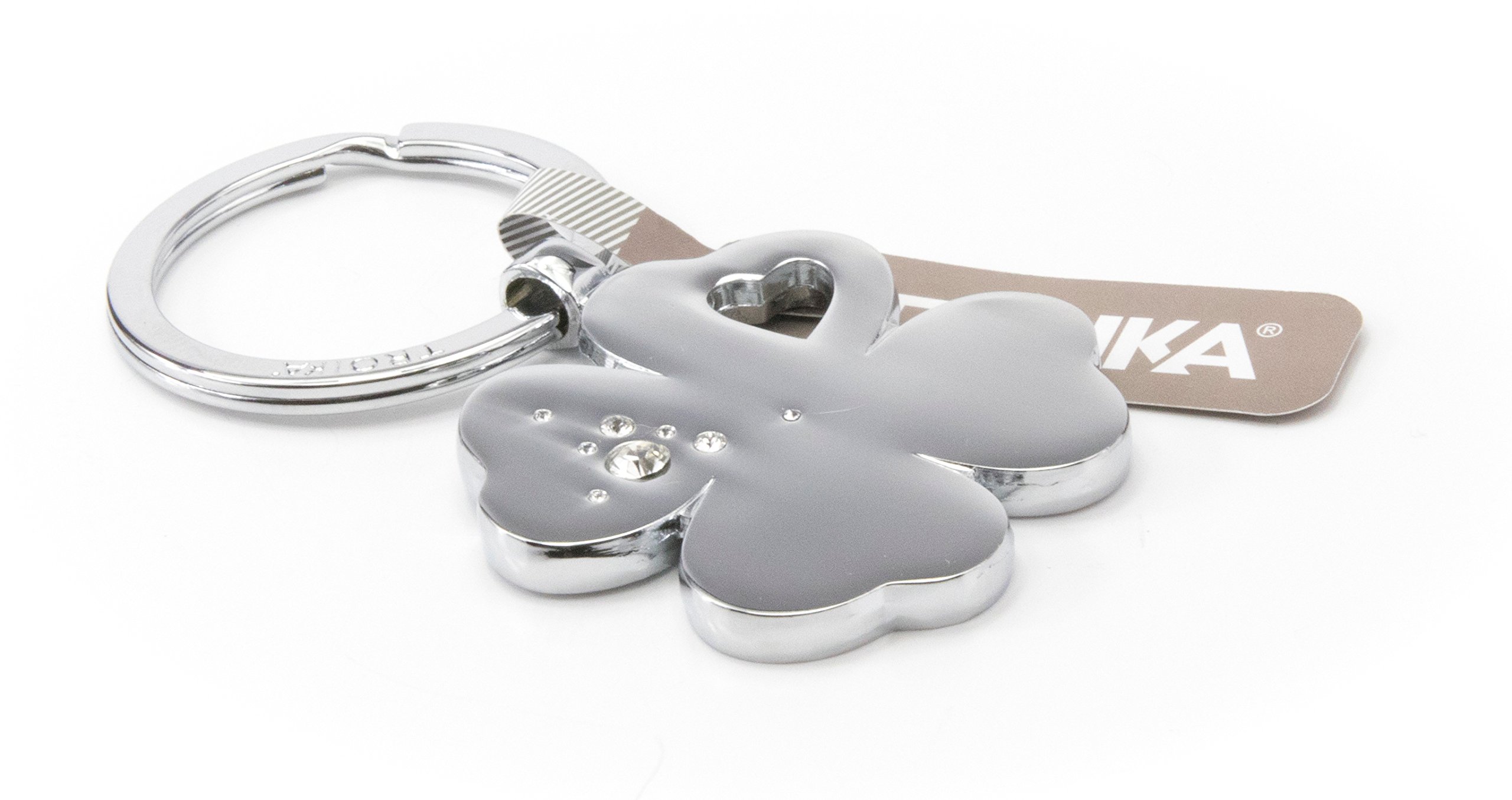 Troika Girls Best Friends "Clover" – KR9-30/CH – Keyring – made with SWAROVSKI® ELEMENTS – cast metal– shiny – chrome plated – silver – Troika original