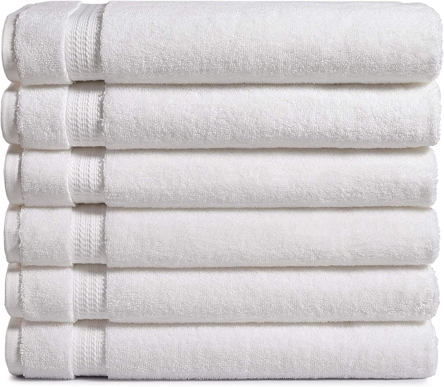 Commercial 100% Premium Cotton Bath Towel Set - Pack of 6, 27 x 54 Inches, 650 GSM, White: Home & Kitchen