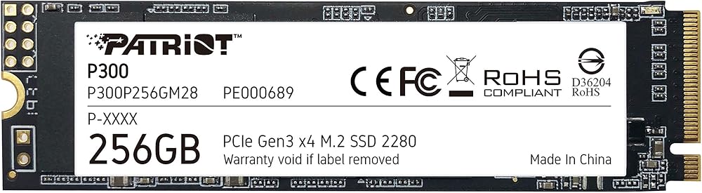 Patriot P300 256GB M.2 NVMe PCIe Gen3x4 SSD P300P256GM28
