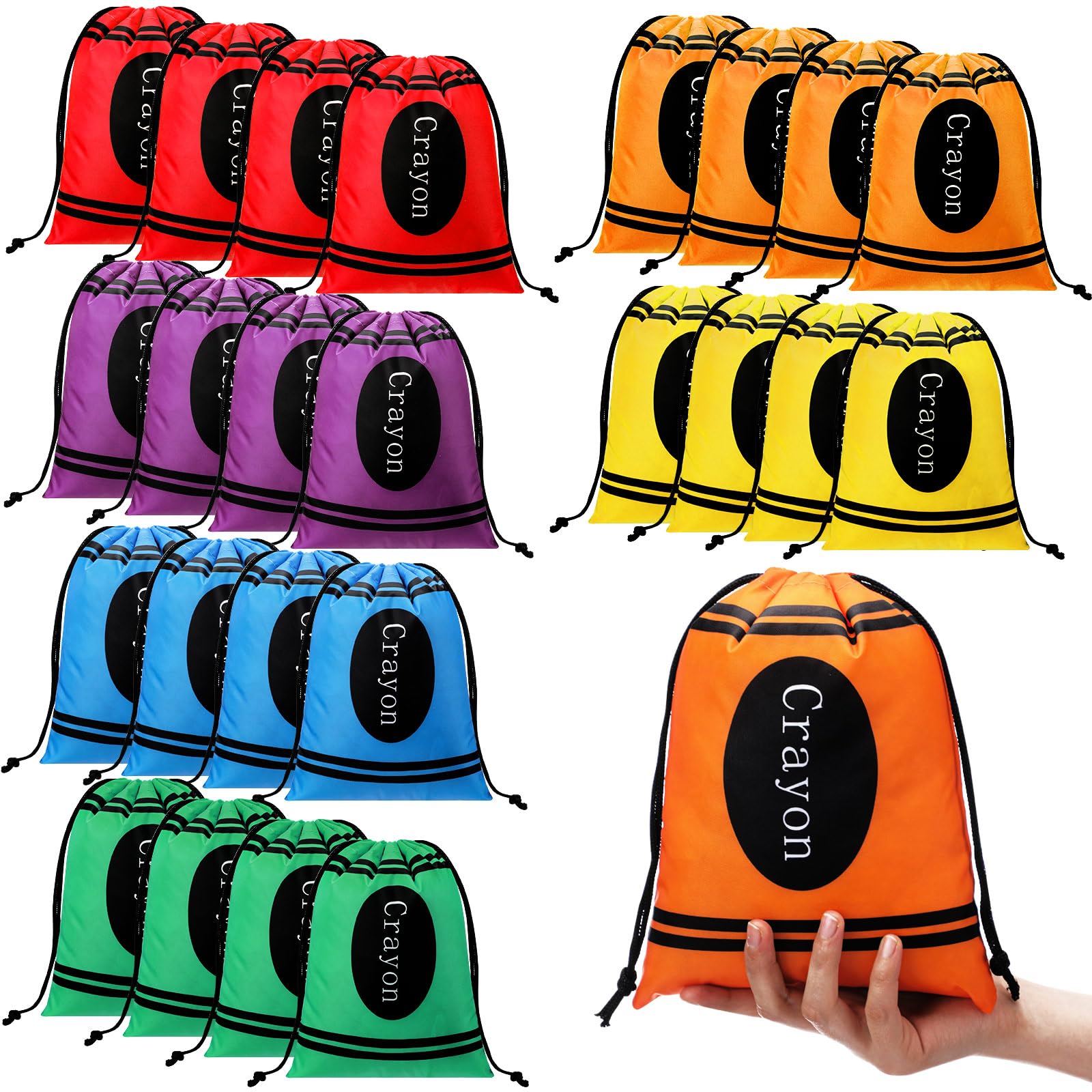 Photo 1 of 24 Pcs Graduation Gift Bag 10 x 7 Inch Crayon Drawstring Backpack Teacher Appreciation Week Favor Bulk Preschool Graduation Goodie Bag Kindergarten Birthday Supply Back to School Party Decoration