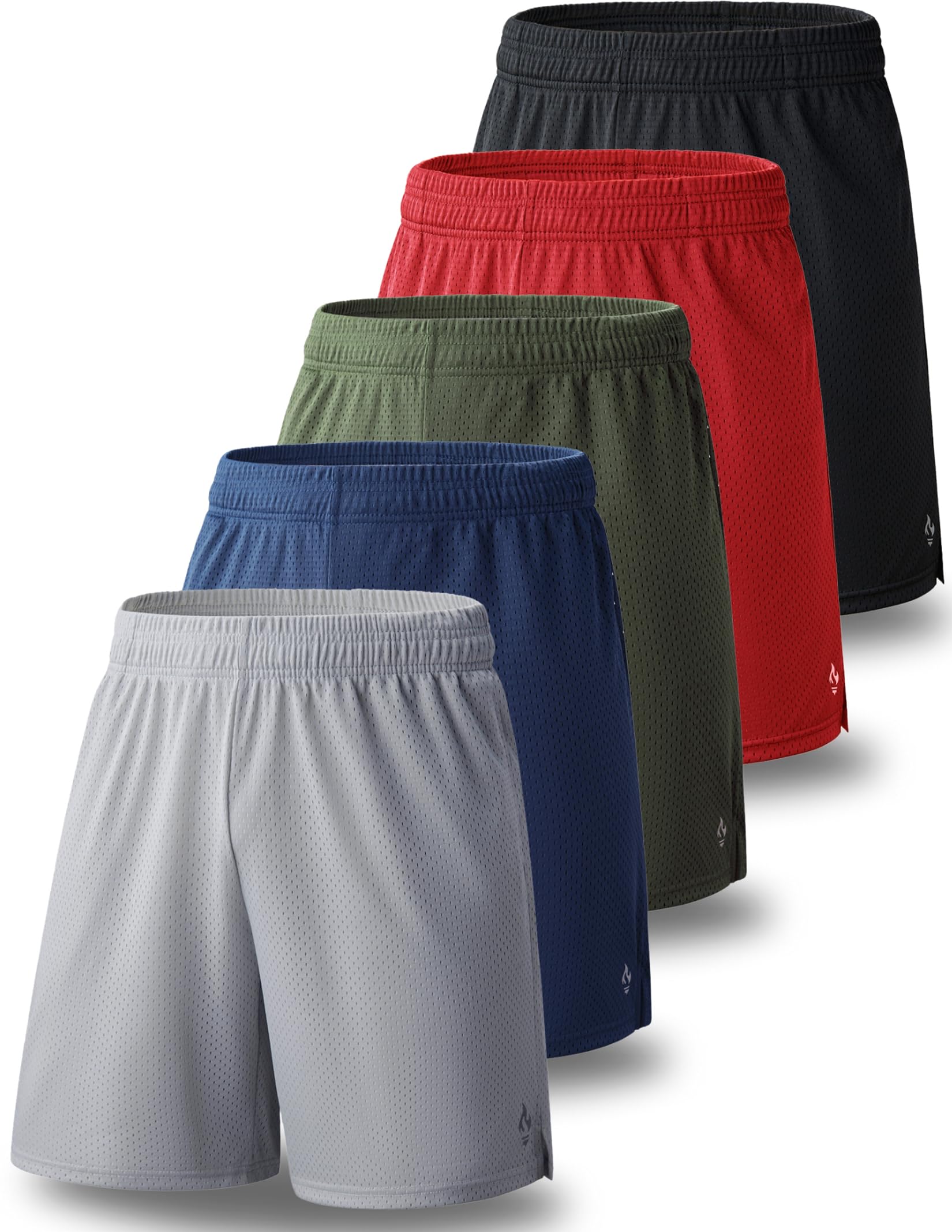 Photo 1 of 5 Pack Boys Athletic Shorts Mesh Basketball Youth Apparel Kids Sports Active Gear with Pockets (Set 4, X-Small)