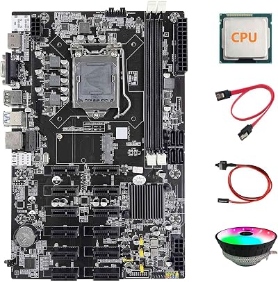 Lodokdre B75 12 PCIE Mining Motherboard LGA1155 MSATA DDR3 w/ CPU Fan Cable
