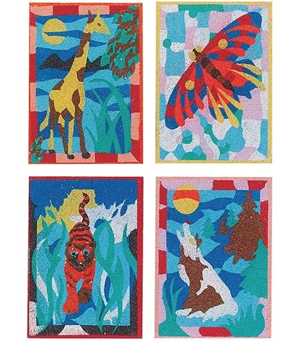 12 Paquets de Cartes de Peinture sur Sable Art Kit de Bricolage pour Enfants avec 12 Bouteilles de Sable Coloré pour Enfants (Rouge
