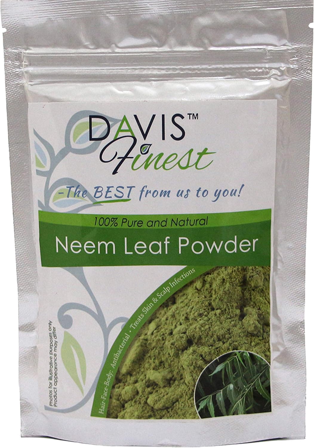 Davis Finest, Neem Leaf Powder, 100g, Organic Hair & Skin Care, Anti-Fungal, Anti-Dandruff, Anti-Itch - Image 4