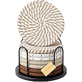 Lazebox Coasters Set of 8 for Drinks, 4 Inch Large Coasters for Coffee Table, Tabletop Protection for Hot & Cold Drinks, Vers