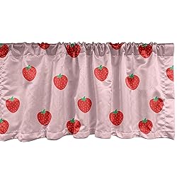 Ambesonne Strawberry Window Valance, Continuous