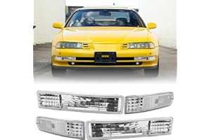 USR UNIQUE STYLE RACING USR DEPO 92-96 Prelude Bumper Lights - Front Parking Turn Signal Lamp Set (Left + Right) Compatible with 1992-1996 Honda Prelude S and Si VTEC (All Clear Lens, 4 Pieces Set)