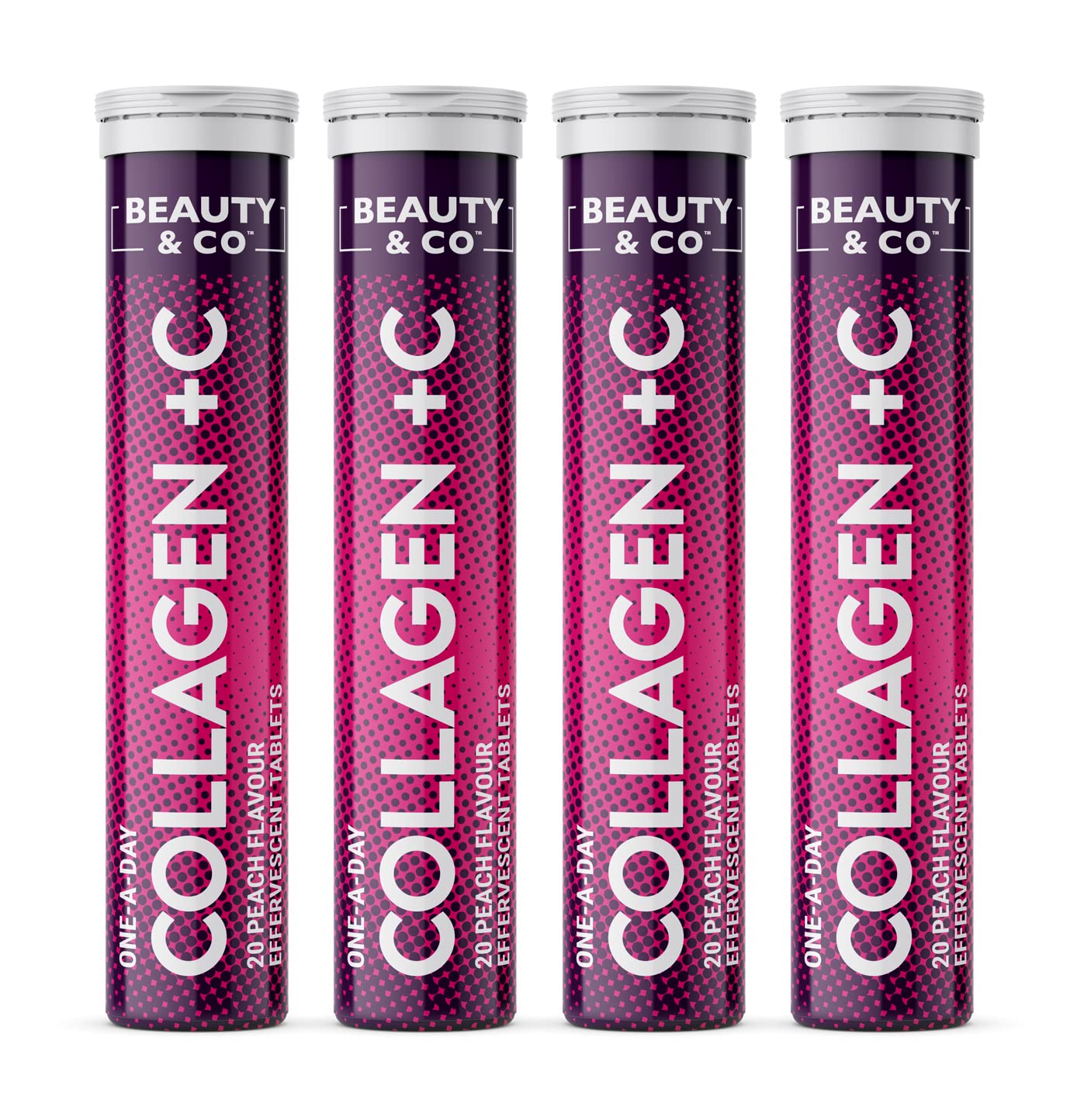 Collagen Effervescent - Marine Collagen & Vitamin C Supplement - 500mg Per Tablet (4 Tubes) Beauty & Co