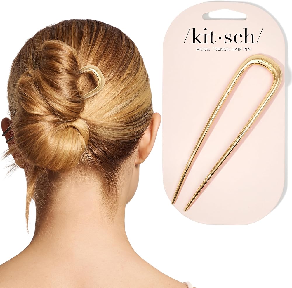 Kitsch French Hair Pin for Women Gold Zinc Alloy Anti-Rust 1pc