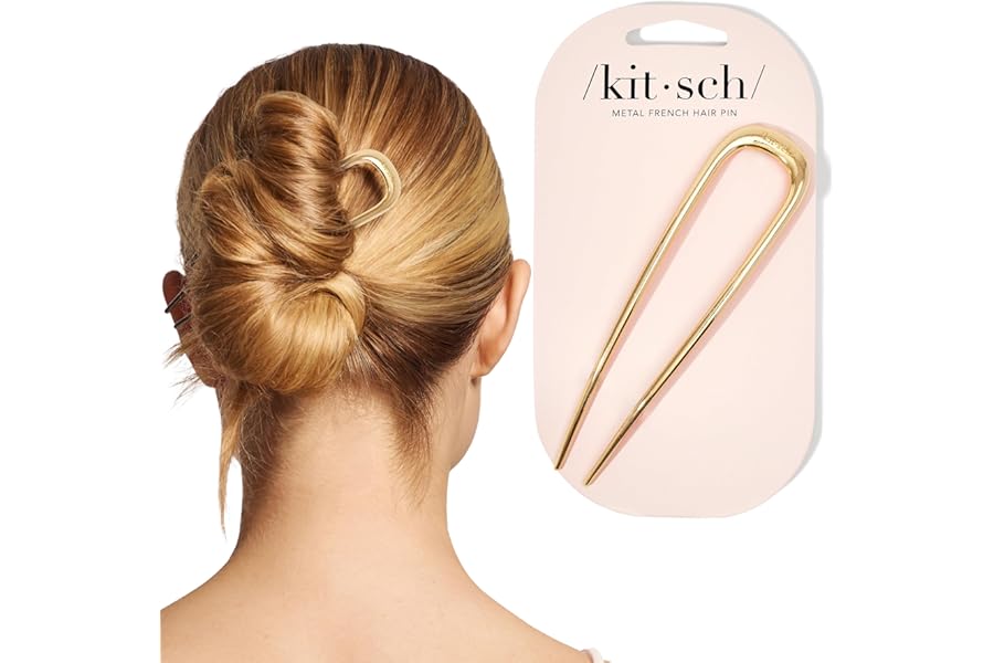 Kitsch French Hair Pins for Women – Elegant & Durable Metal Hair Fork for Updos, Chignon, Bun & Twist Hairstyles, Secure Hold All Day, Comfortable Fit | Ideal Gifts for Women- Gold, 1pc