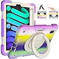 Andnary Case for 2024 iPad Mini 7 A17 Pro/2021 Mini 6 8.3 Inch Case with Built-in Pencil Holder/360° Rotating Handle Stand, Drop-Proof Cover for iPad Mini 7th/6th Generation, Colorful Purple