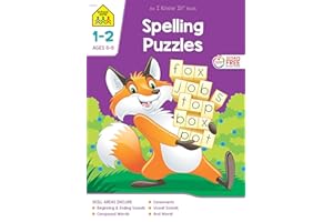 School Zone Spelling Puzzles 1-2 Workbook: 64 Pages, 1st Grade, 2nd Grade, Compound Words, Vowels, Consonants, Pronunciation, Writing, Ages 6 to 8 (I Know It! Book Series)