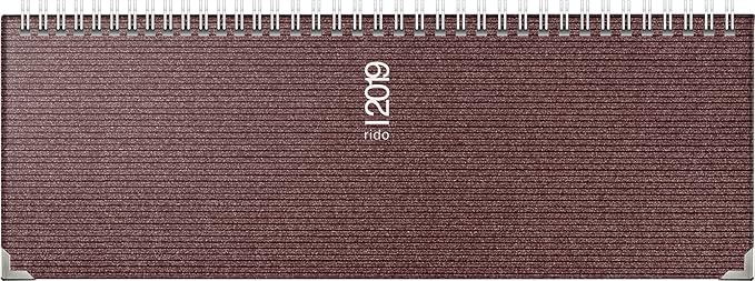 rido/idé 703613329 Tischkalender/Querterminbuch septant, 2 Seiten = 1 Woche, 305 x 105 mm, Kunststoff-Einband Visicron metall