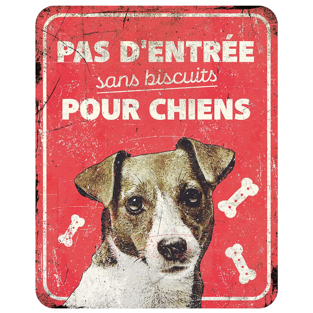 D&D Home, Jack Russel FR Warning Sign 25 x 20 x 0.2 cm Red Dog Sign